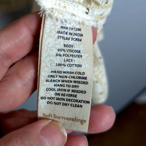 Soft Surroundings Cream Kimono Cardigan - Crochet Trim - Size SP - NWT - Picture 7 of 8